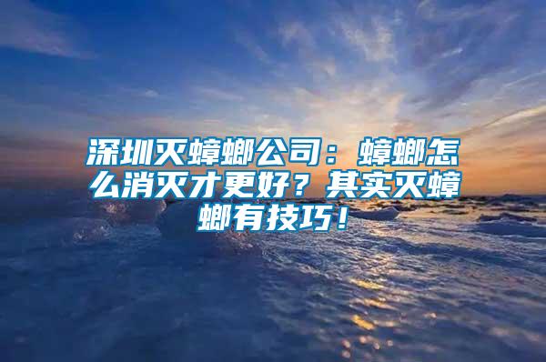 深圳滅蟑螂公司：蟑螂怎么消滅才更好？其實(shí)滅蟑螂有技巧！