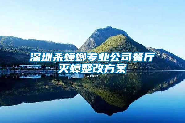 深圳殺蟑螂專(zhuān)業(yè)公司餐廳滅蟑整改方案