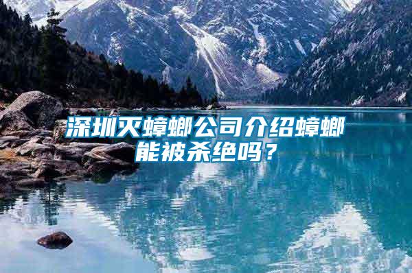深圳滅蟑螂公司介紹蟑螂能被殺絕嗎？