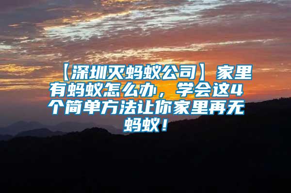 【深圳滅螞蟻公司】家里有螞蟻怎么辦，學(xué)會(huì)這4個(gè)簡(jiǎn)單方法讓你家里再無(wú)螞蟻！