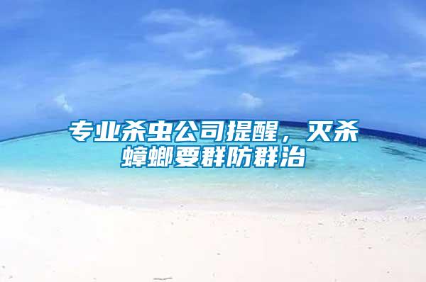 專業(yè)殺蟲公司提醒，滅殺蟑螂要群防群治