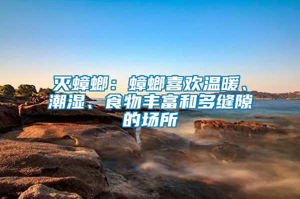 滅蟑螂：蟑螂喜歡溫暖、潮濕、食物豐富和多縫隙的場所