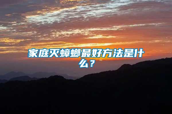 家庭滅蟑螂最好方法是什么？