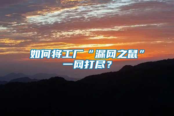 如何將工廠“漏網之鼠”一網打盡？