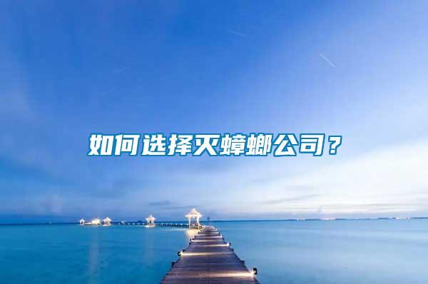 如何選擇滅蟑螂公司？
