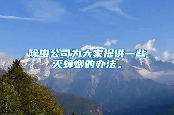 除蟲公司為大家提供一些滅蟑螂的辦法。