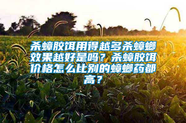 殺蟑膠餌用得越多殺蟑螂效果越好是嗎？殺蟑膠餌價格怎么比別的蟑螂藥都高？