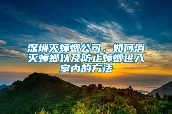 深圳滅蟑螂公司，如何消滅蟑螂以及防止蟑螂進(jìn)入室內(nèi)的方法